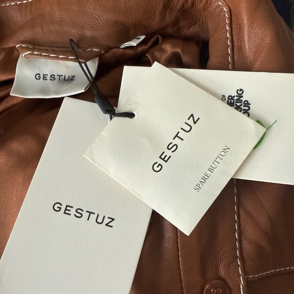 GESTUZ Nirangz Midi Leather Dress Mocha Bisque Size 42 NWT $750 Retail - Picture 5 of 6